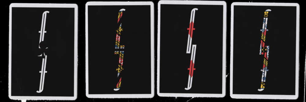 Four Playing Cards Artistic Design PNG Image