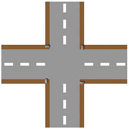 Four Way Intersection Top View PNG Image