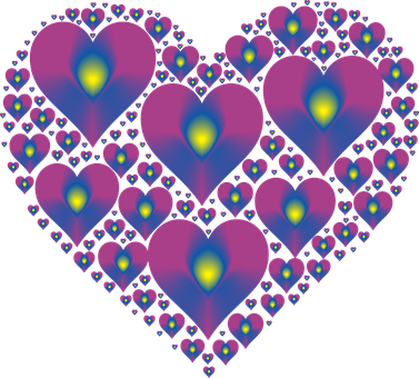 Fractal Hearts Pattern PNG Image