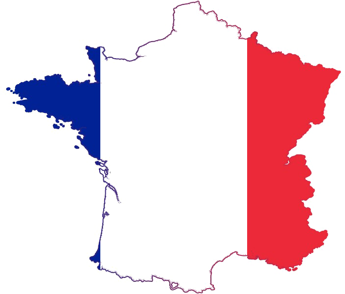 France Map Outline Tricolor PNG Image