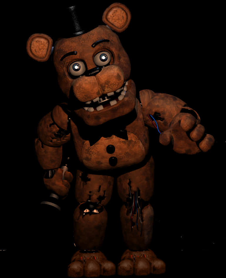 Freddy Fazbear Damaged Animatronic PNG Image