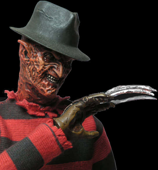 Freddy Krueger Figurewith Clawed Glove PNG Image