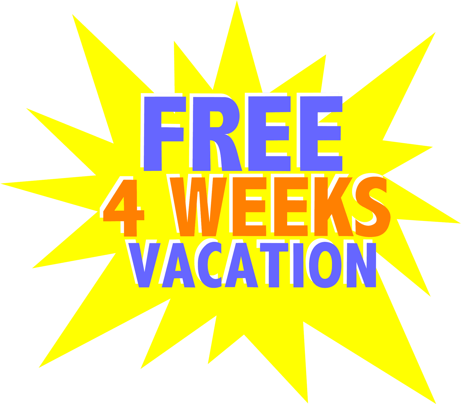 Free4 Weeks Vacation Promotion PNG Image