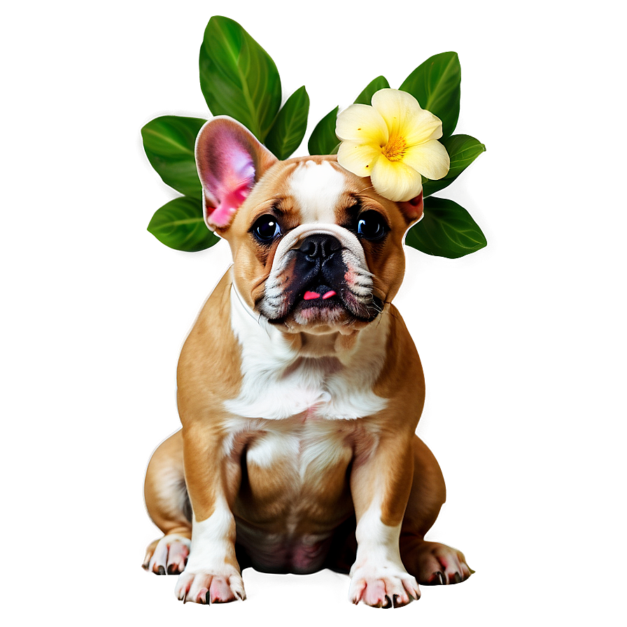 French Bulldog With Flowers Png Bvu50 PNG Image