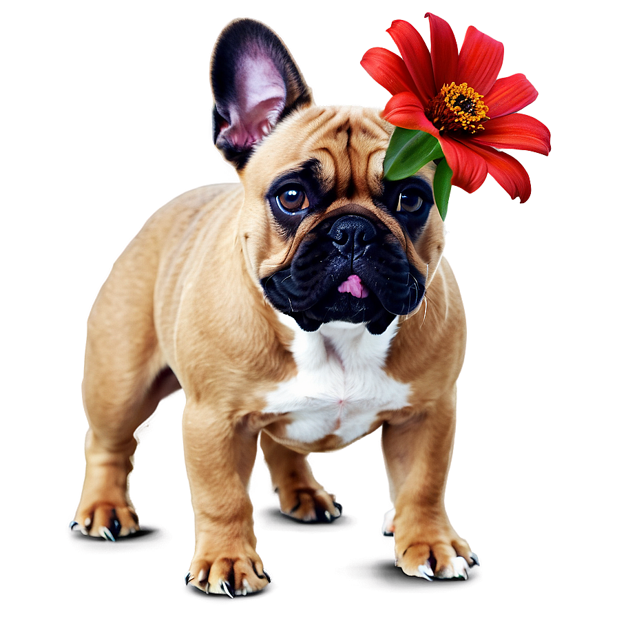 French Bulldog With Flowers Png Dmb56 PNG Image