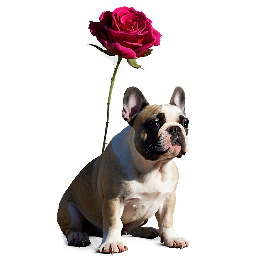 French Bulldog With Flowers Png Qog PNG Image