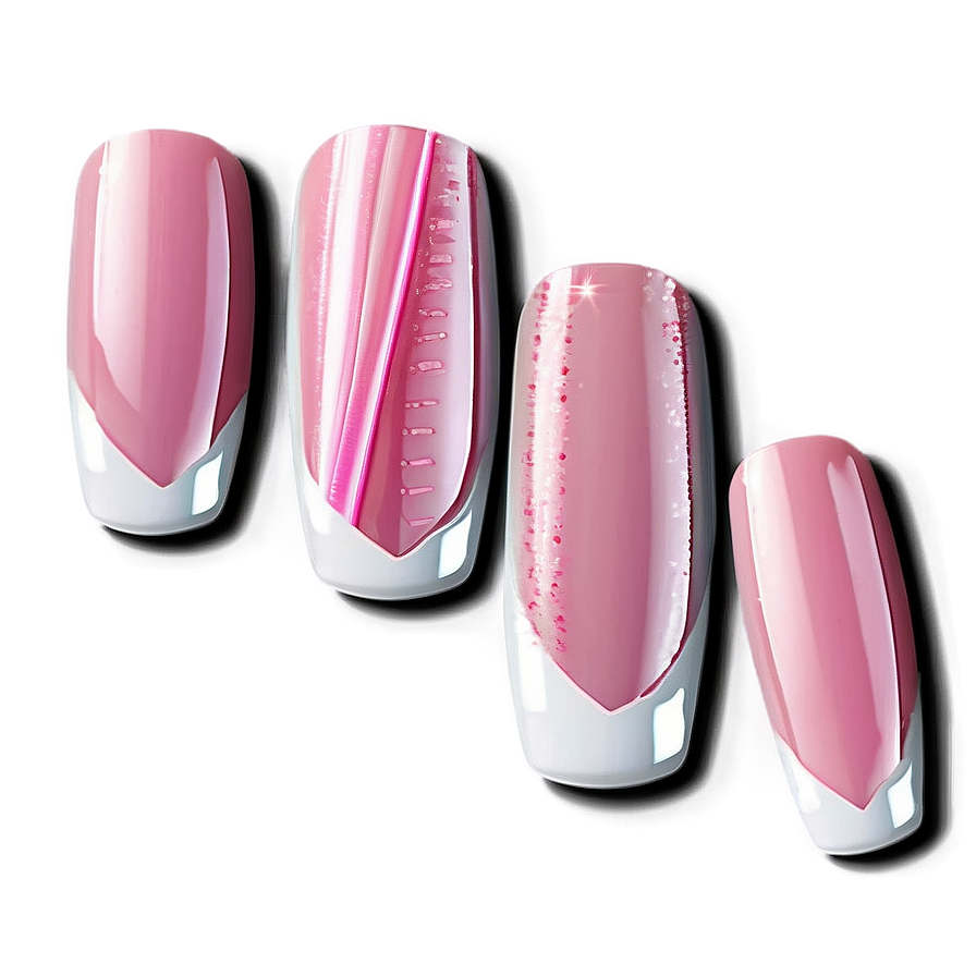 French Manicure Fake Nails Png Rbt PNG Image