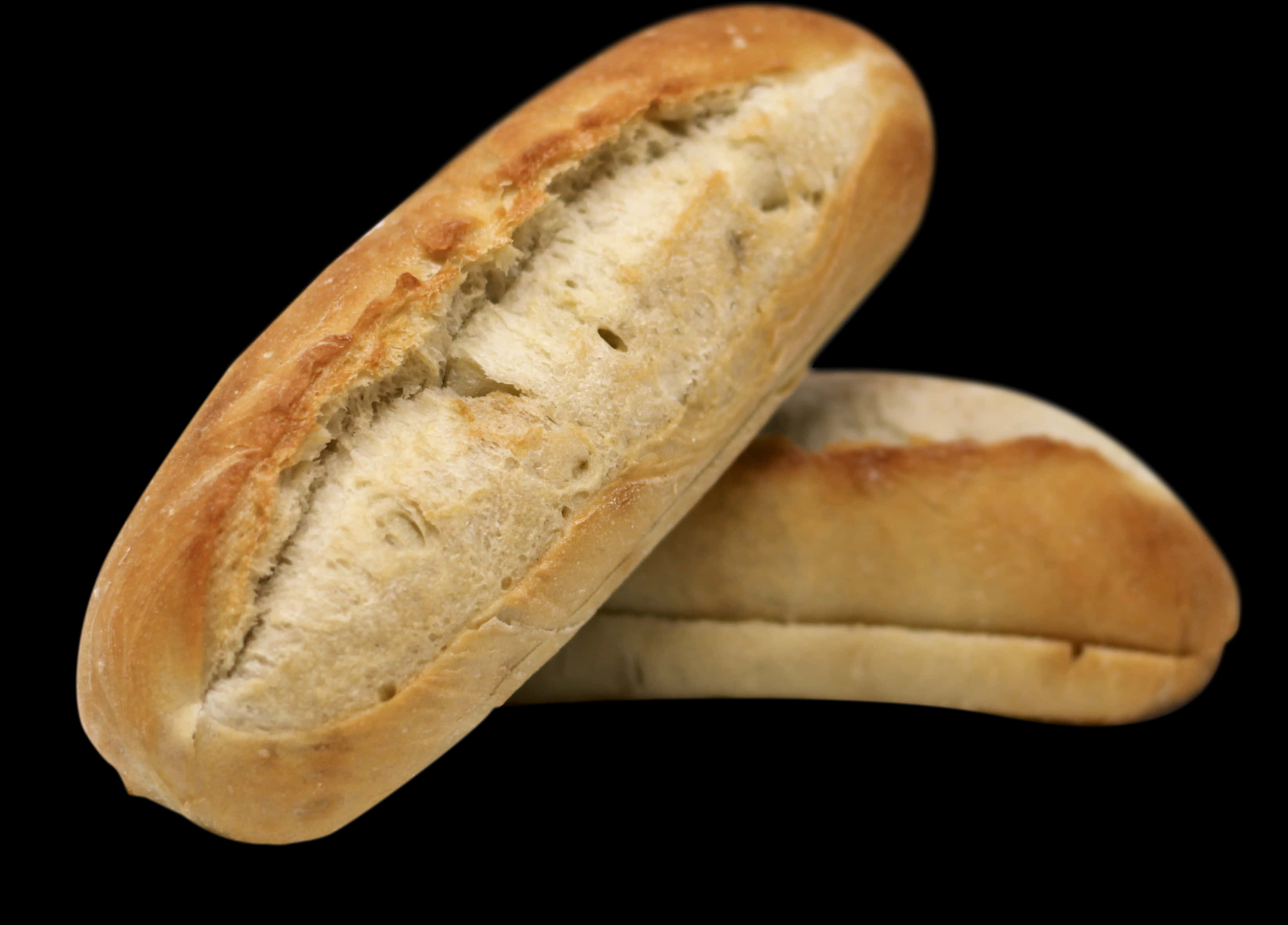 Fresh Baguette Bread Black Background PNG Image