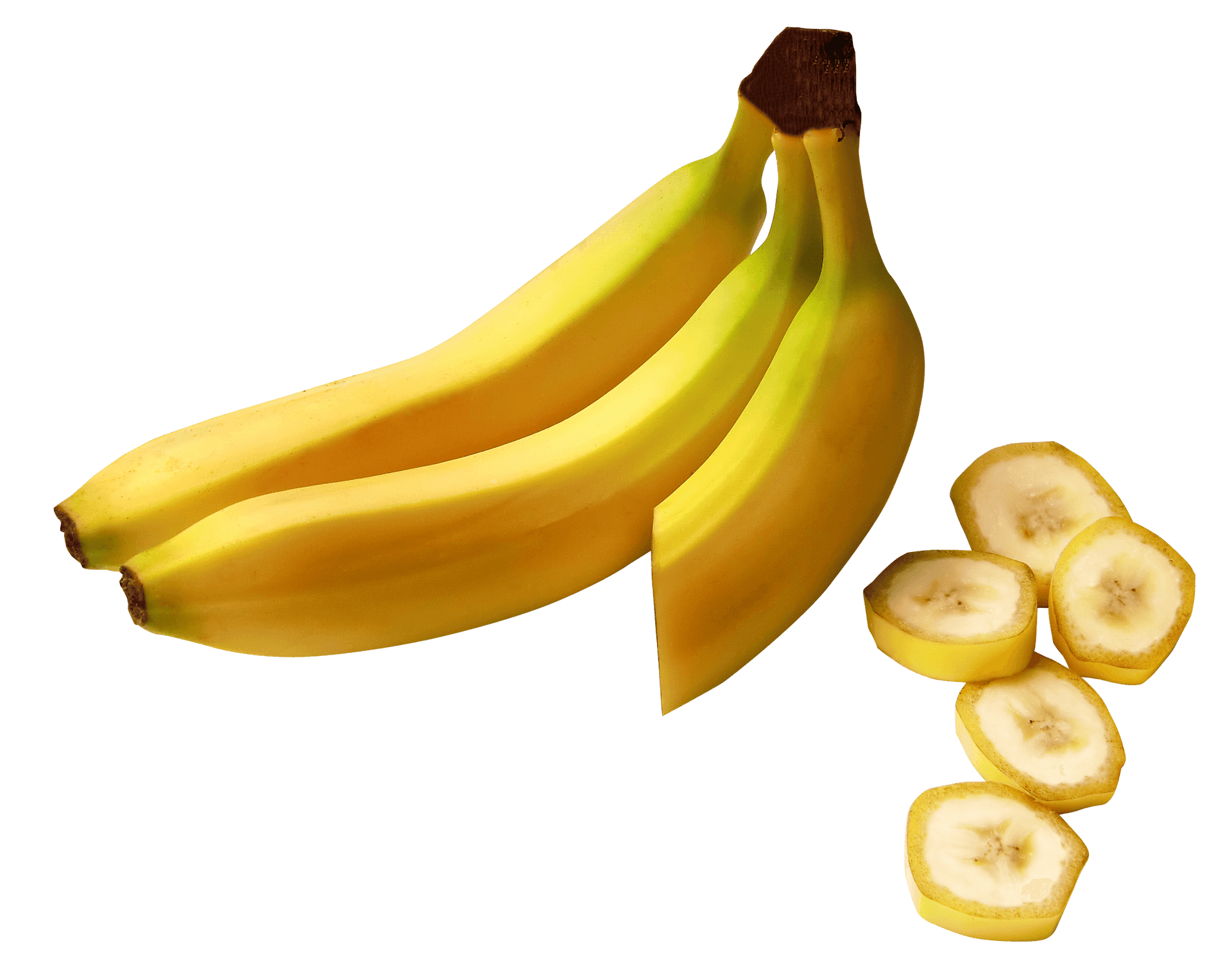 Fresh Bananasand Slices Transparent Background PNG Image