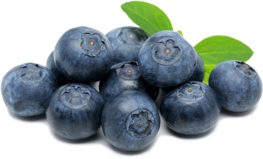 Fresh Blueberrieswith Leaves.png PNG Image