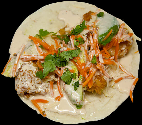 Fresh Chicken Taco Top View PNG Image