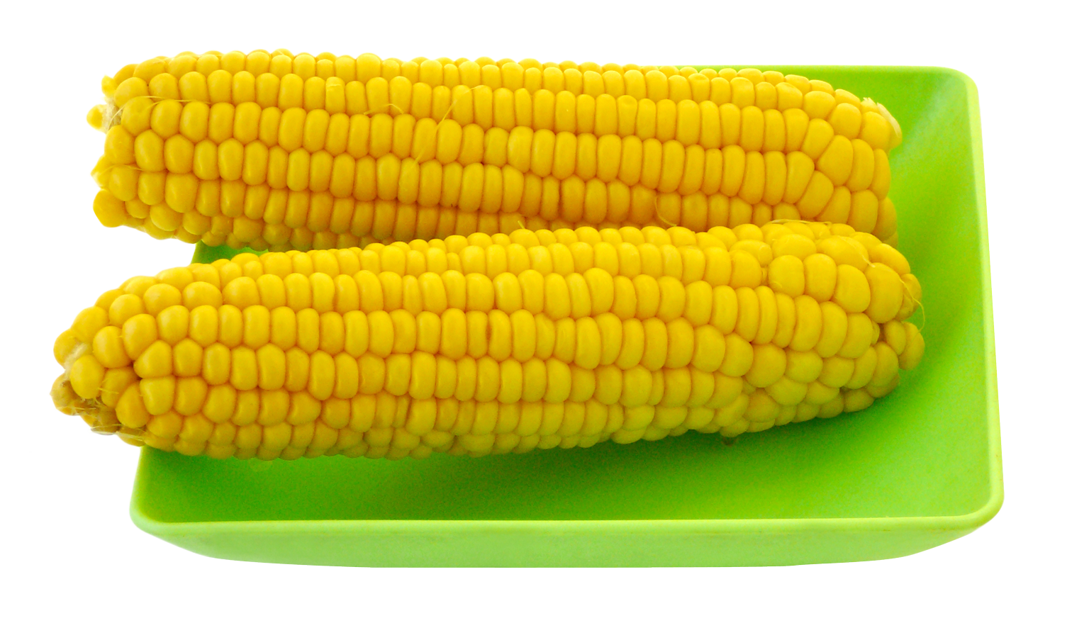 Fresh Corn Cobson Green Tray PNG Image