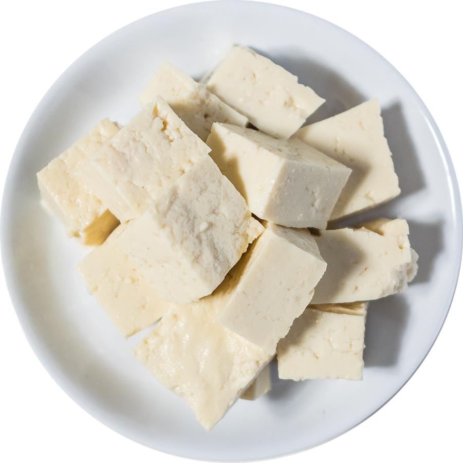 Fresh Cubed Tofuon Plate PNG Image