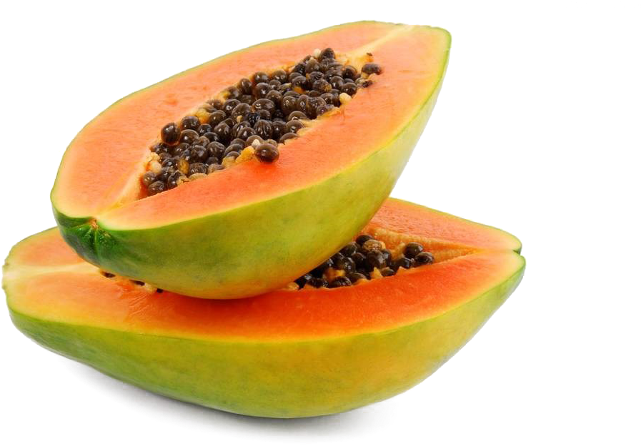 Fresh Cut Papaya Halves.png PNG Image