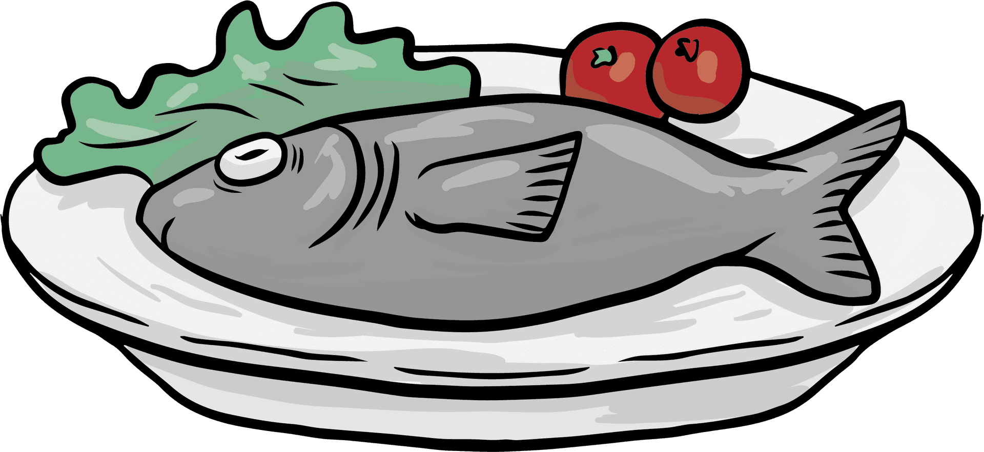 Fresh Fishon Plate Illustration PNG Image