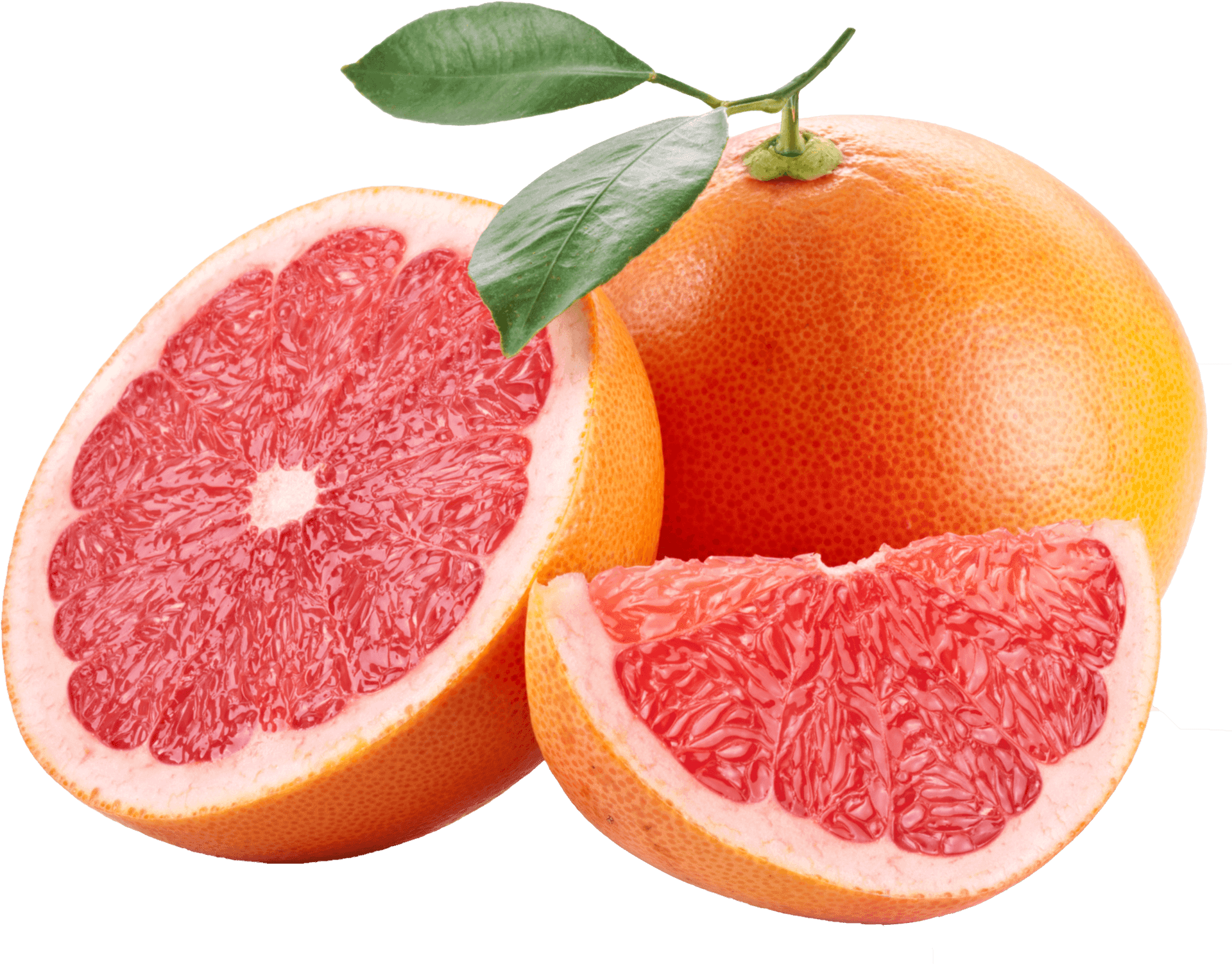 Fresh Grapefruit Sliceswith Leaves PNG Image