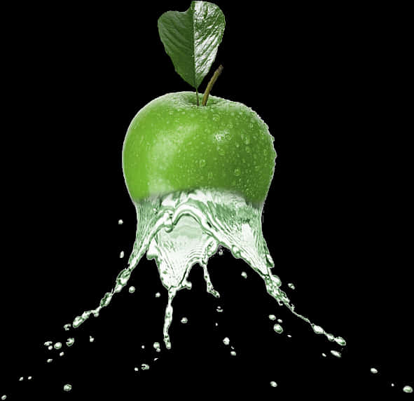 Fresh Green Apple Water Splash PNG Image