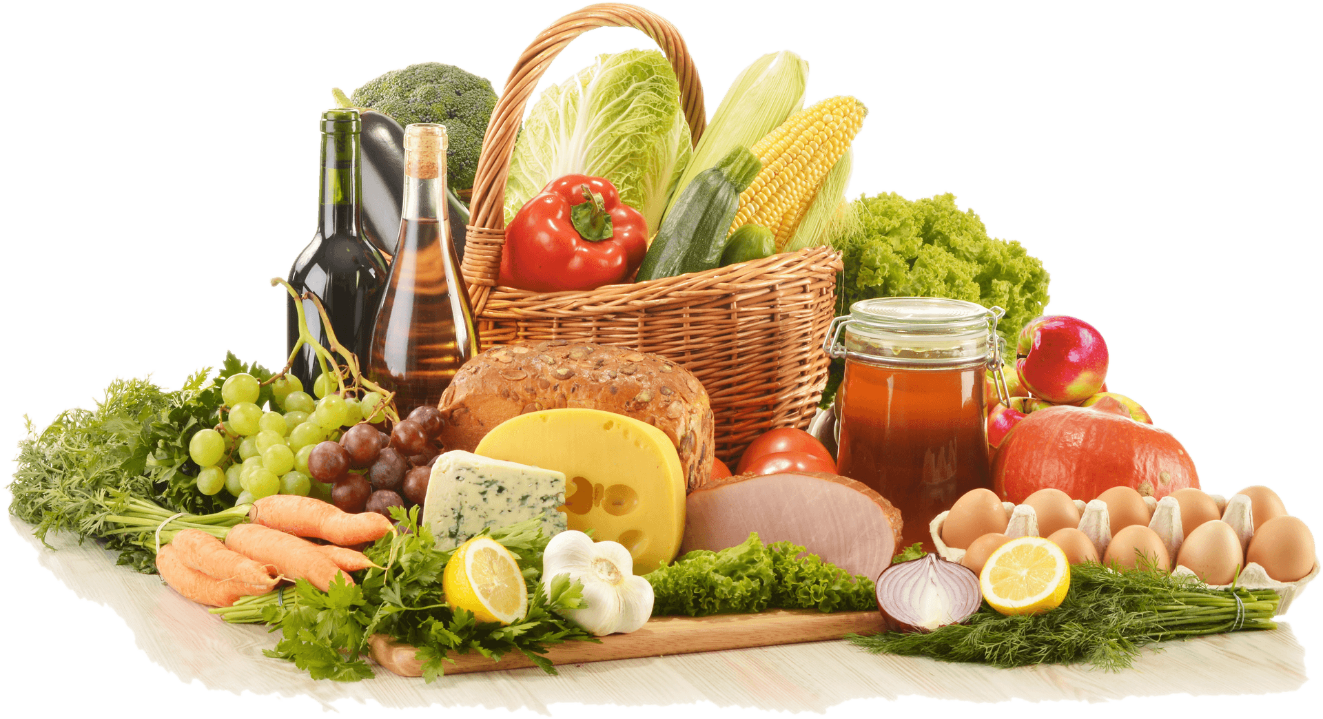 Fresh Grocery Selection Basket Variety PNG Image