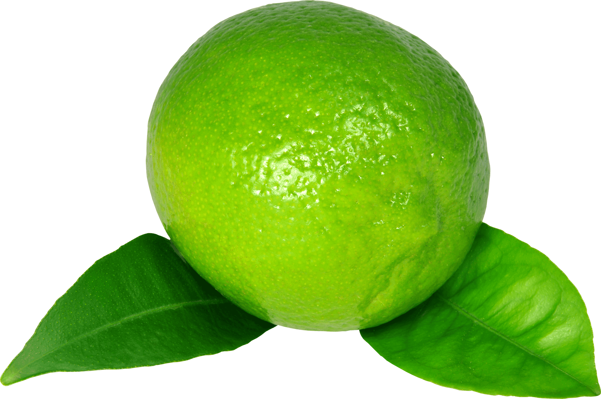 Fresh Limewith Green Leaf PNG Image