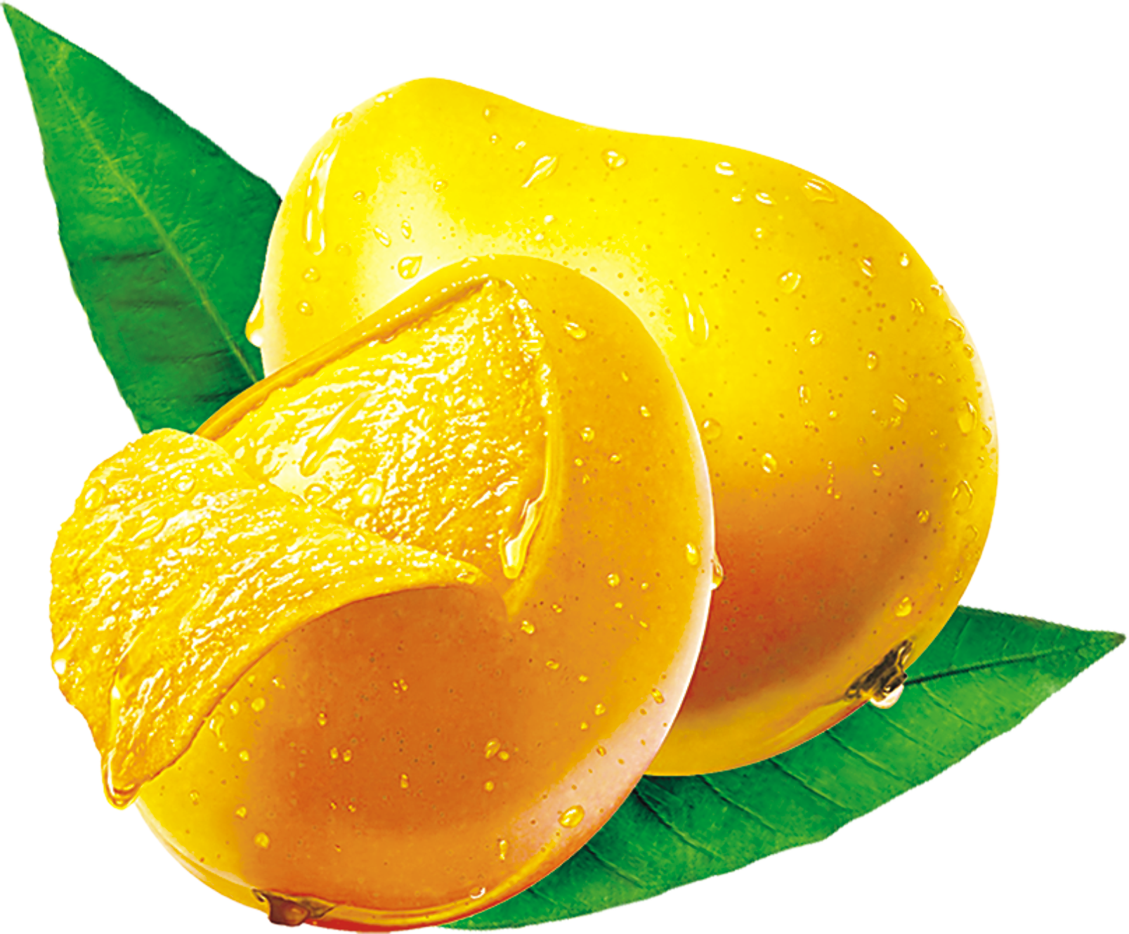 Fresh Mangoes With Dew Drops PNG Image