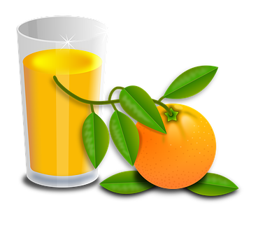 Fresh Orange Juiceand Whole Orange PNG Image