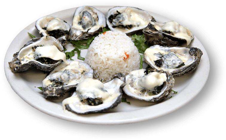 Fresh Oysters With Rice Plate PNG Image