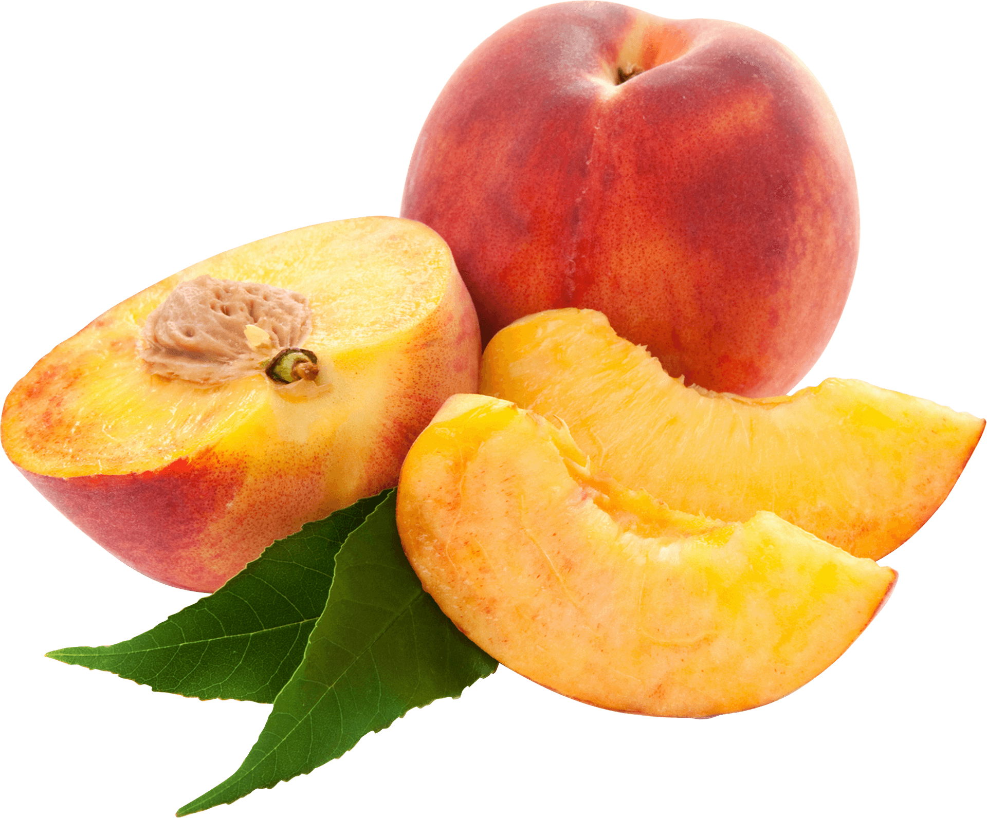 Fresh Peachand Slices Transparent Background PNG Image