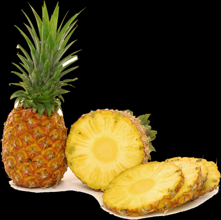 Fresh Pineappleand Slices PNG Image