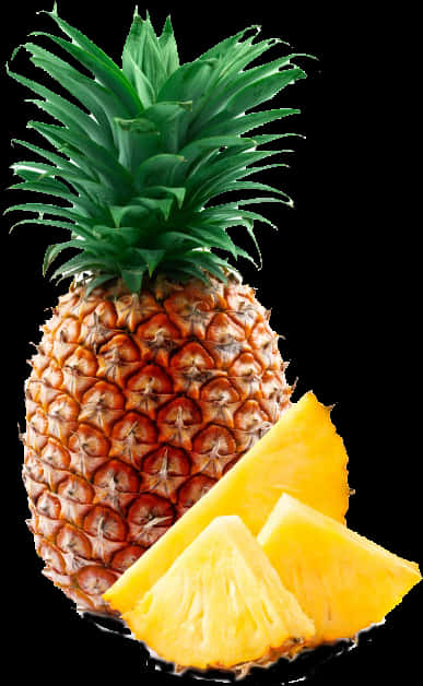 Fresh Pineappleand Slices PNG Image