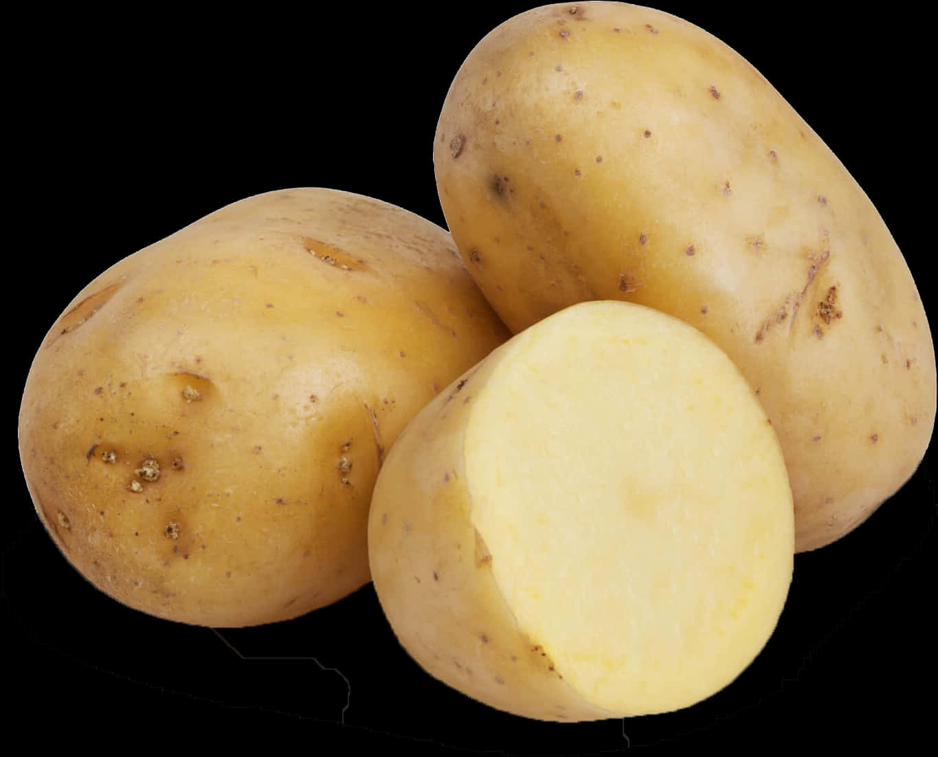 Fresh Potatoes Black Background PNG Image