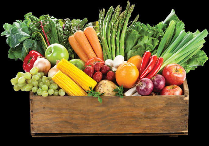 Fresh Produce Variety Crate PNG Image