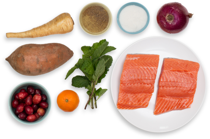 Fresh Salmonand Ingredients Setup PNG Image