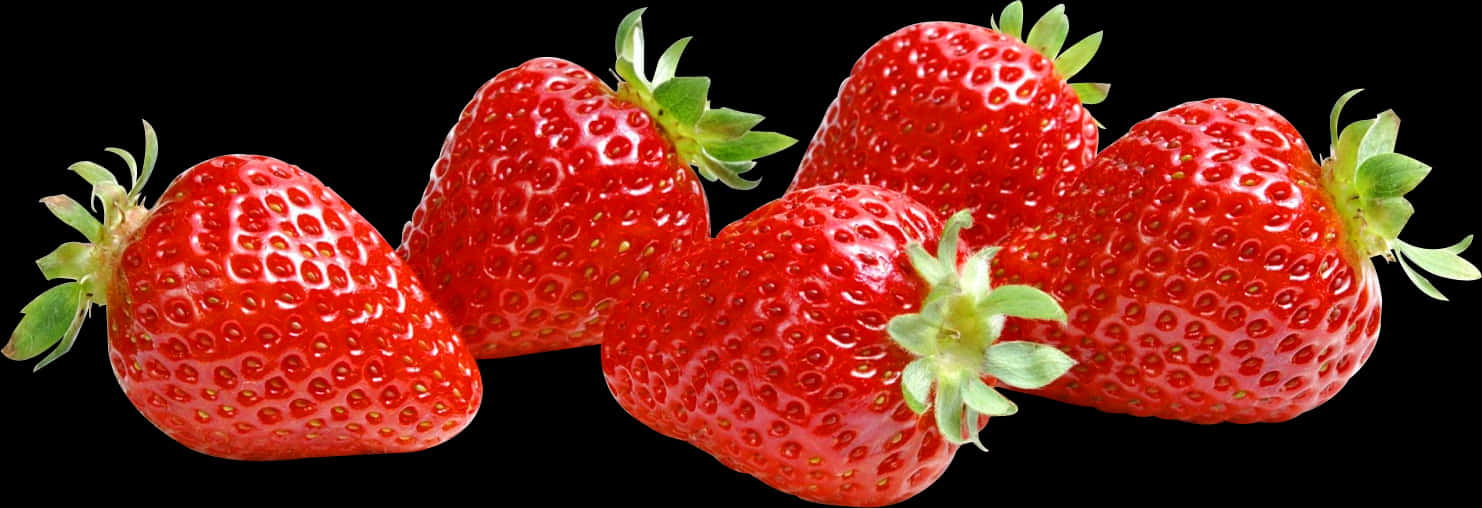 Fresh Strawberries Black Background PNG Image