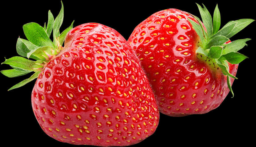 Fresh Strawberries Black Background PNG Image