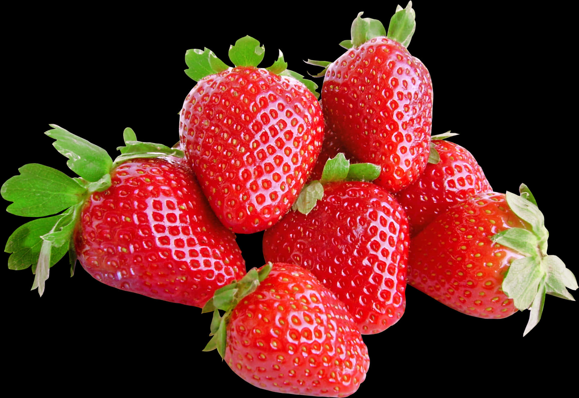 Fresh Strawberries Black Background PNG Image