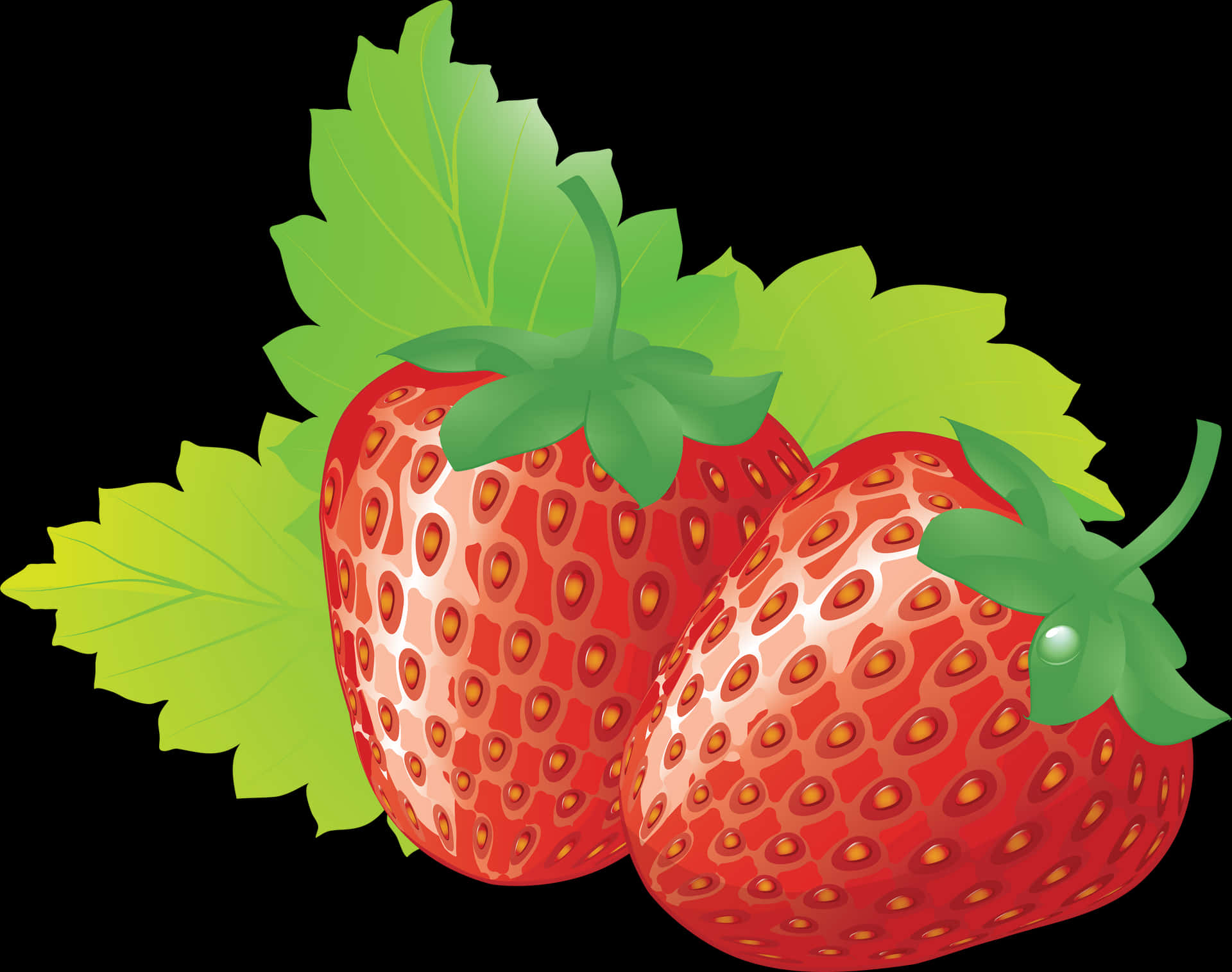 Fresh Strawberries Illustration PNG Image