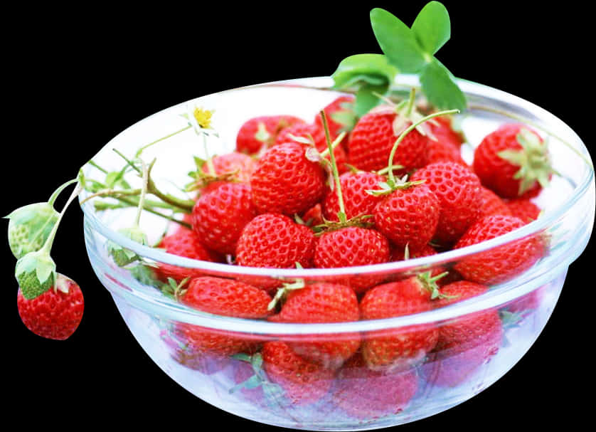 Fresh Strawberriesin Glass Bowl PNG Image