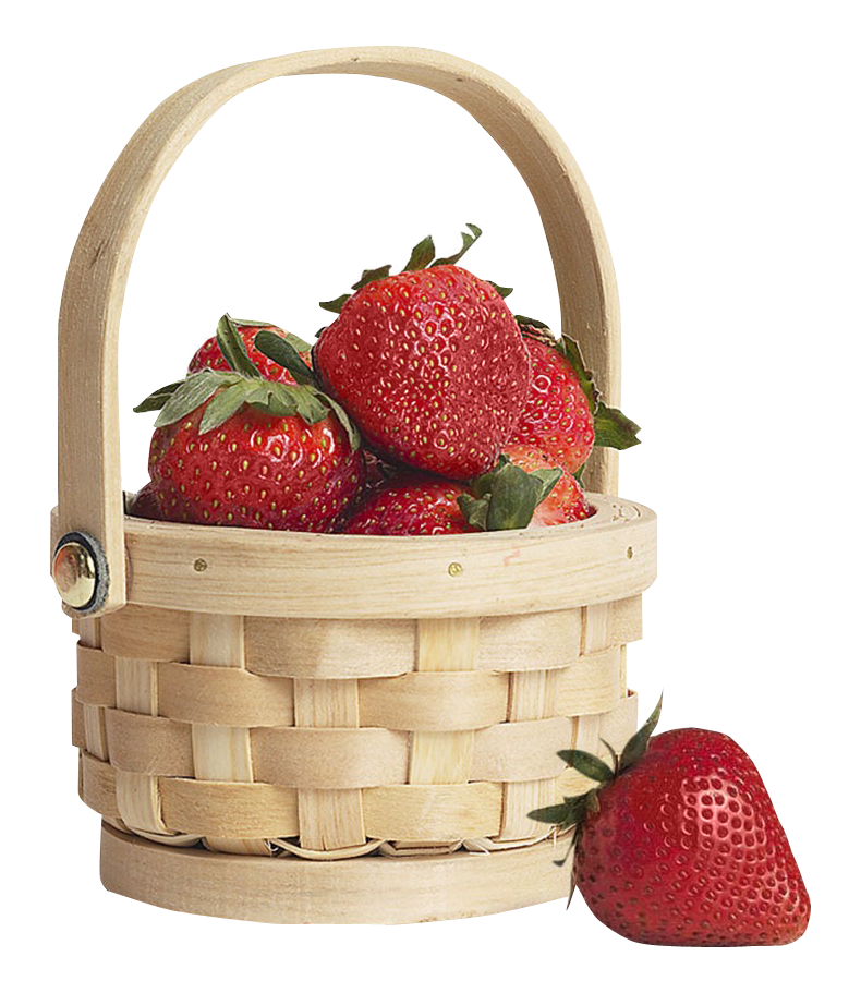 Fresh Strawberriesin Wooden Basket PNG Image