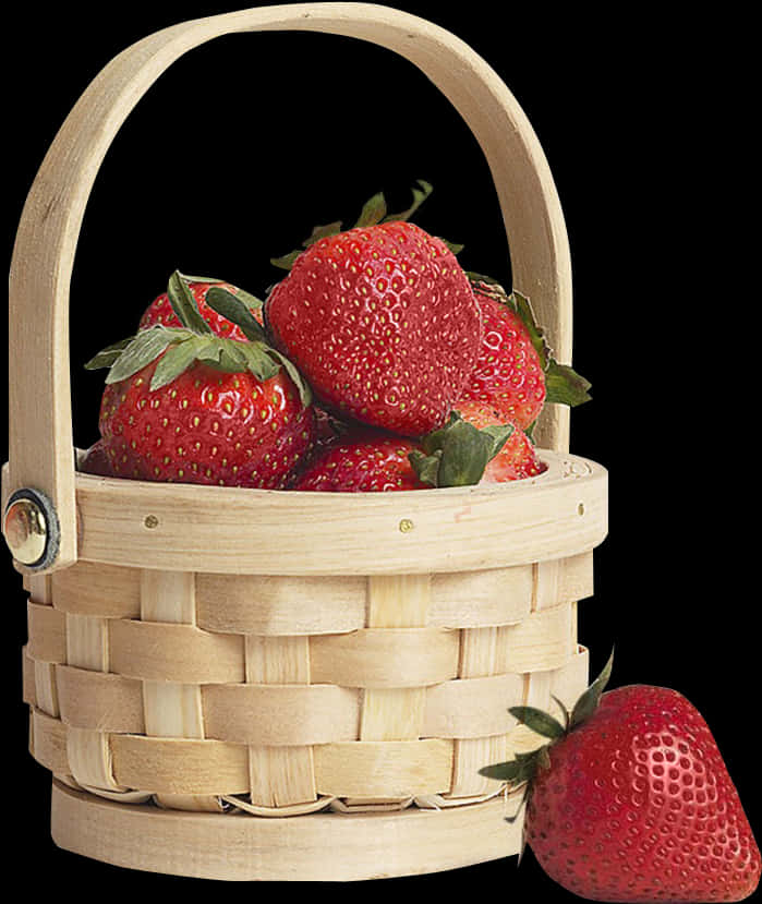 Fresh Strawberriesin Wooden Basket PNG Image