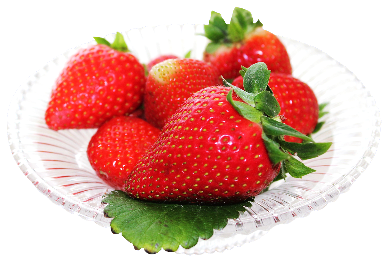 Fresh Strawberrieson Plate PNG Image