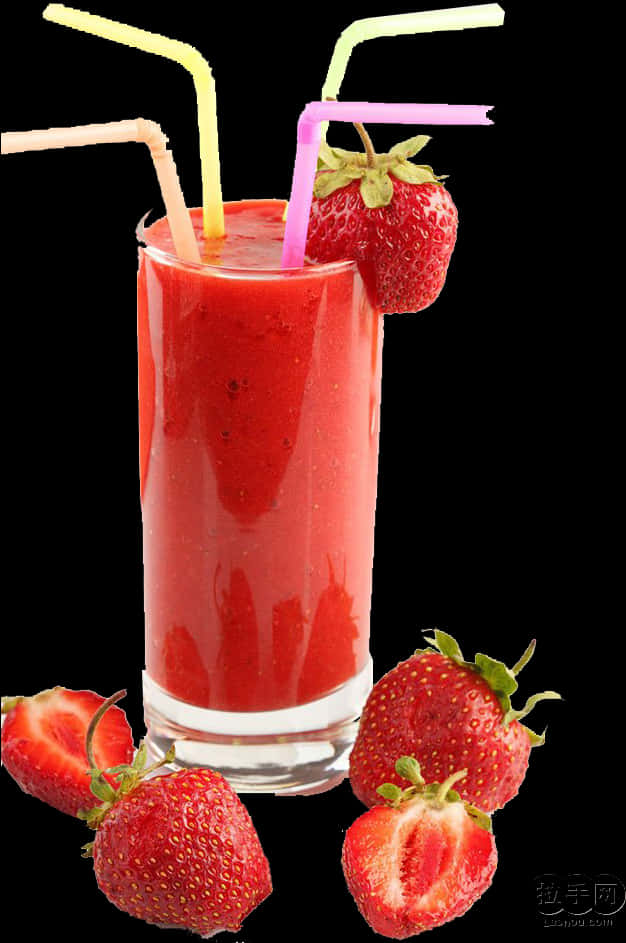 Fresh Strawberry Smoothie Glass PNG Image