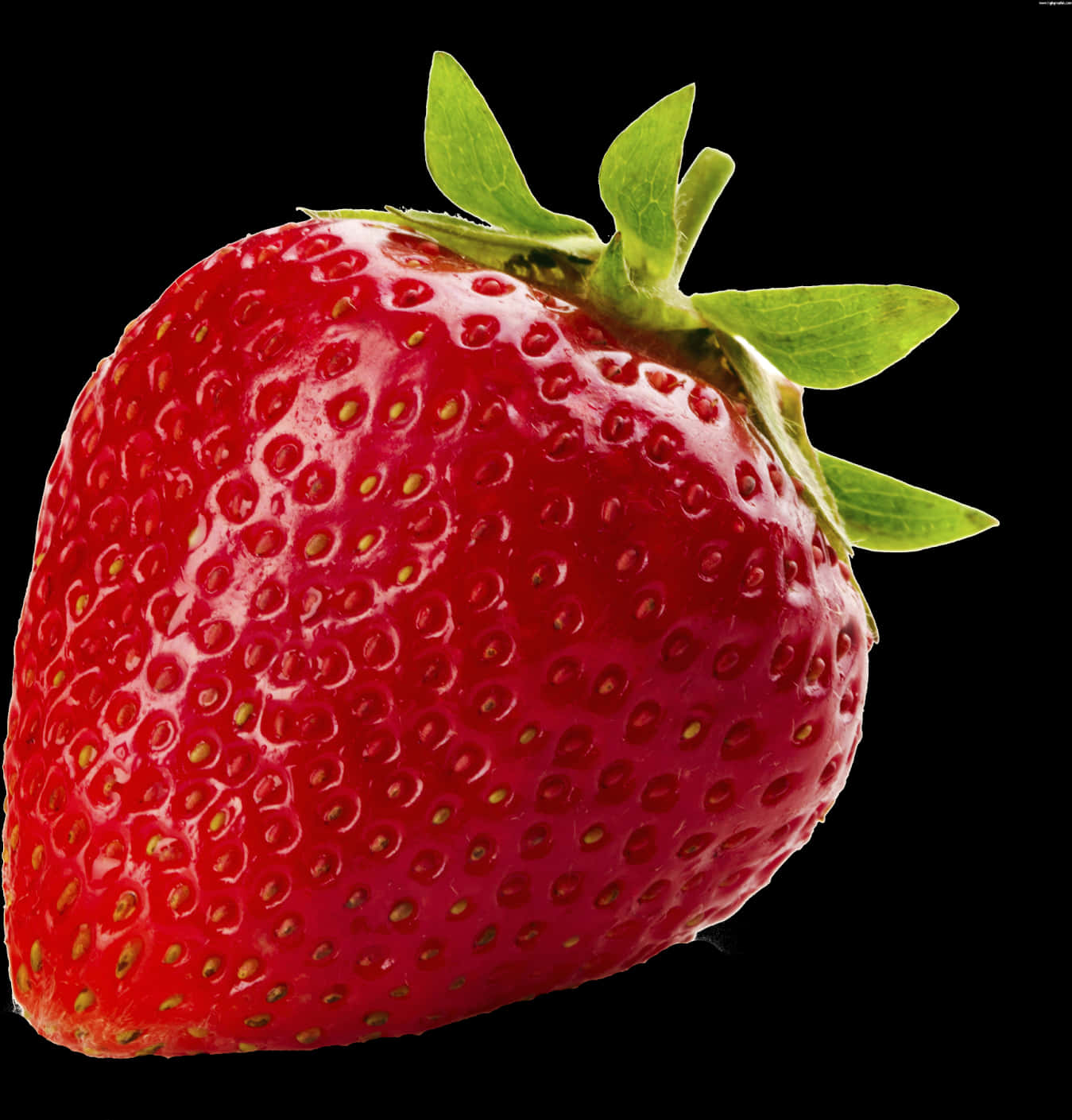 Fresh Strawberryon Black Background.jpg PNG Image