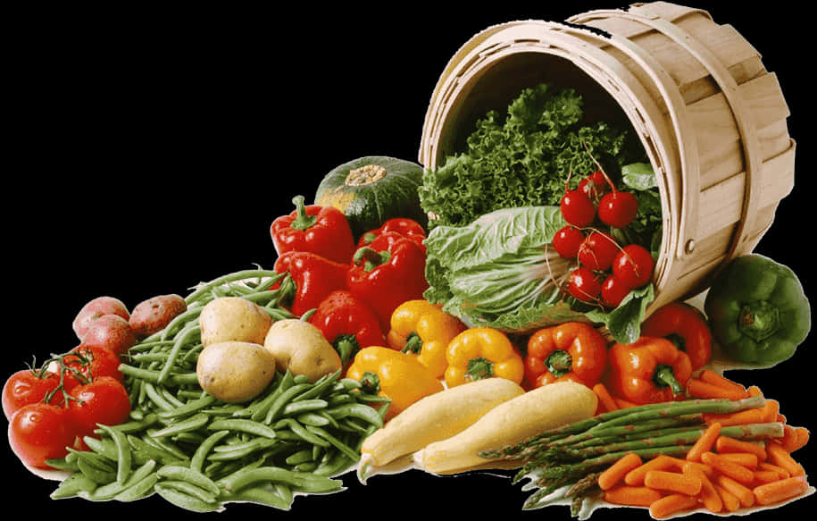 Fresh Vegetable Assortment Black Background PNG Image