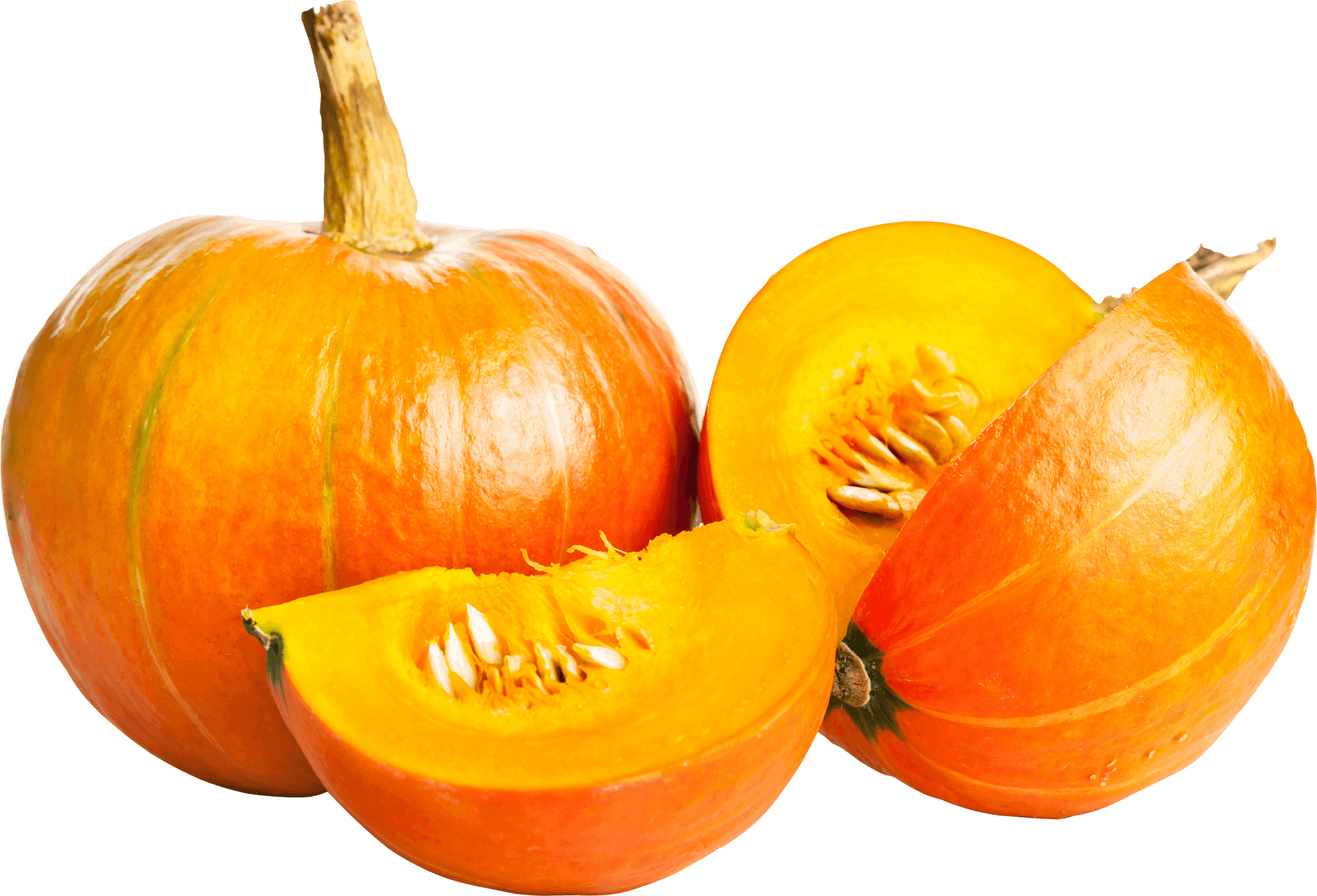 Fresh Wholeand Sliced Pumpkins PNG Image