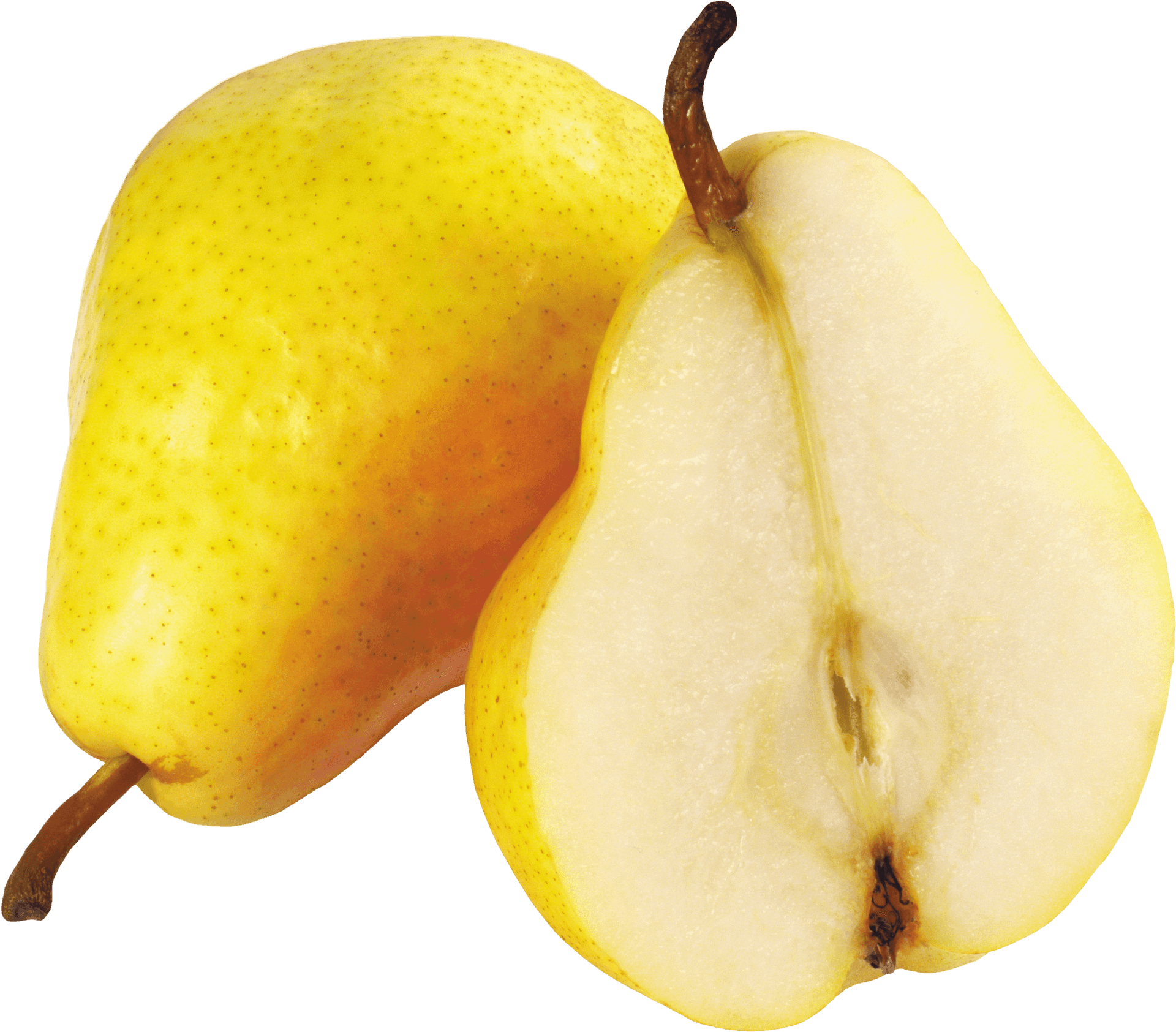 Fresh Yellow Pear Half Cut Transparent Background PNG Image