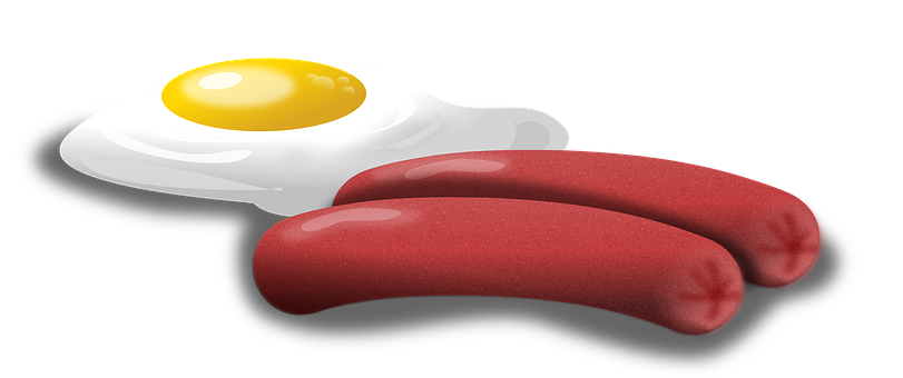 Fried Eggand Sausageson Black Background PNG Image