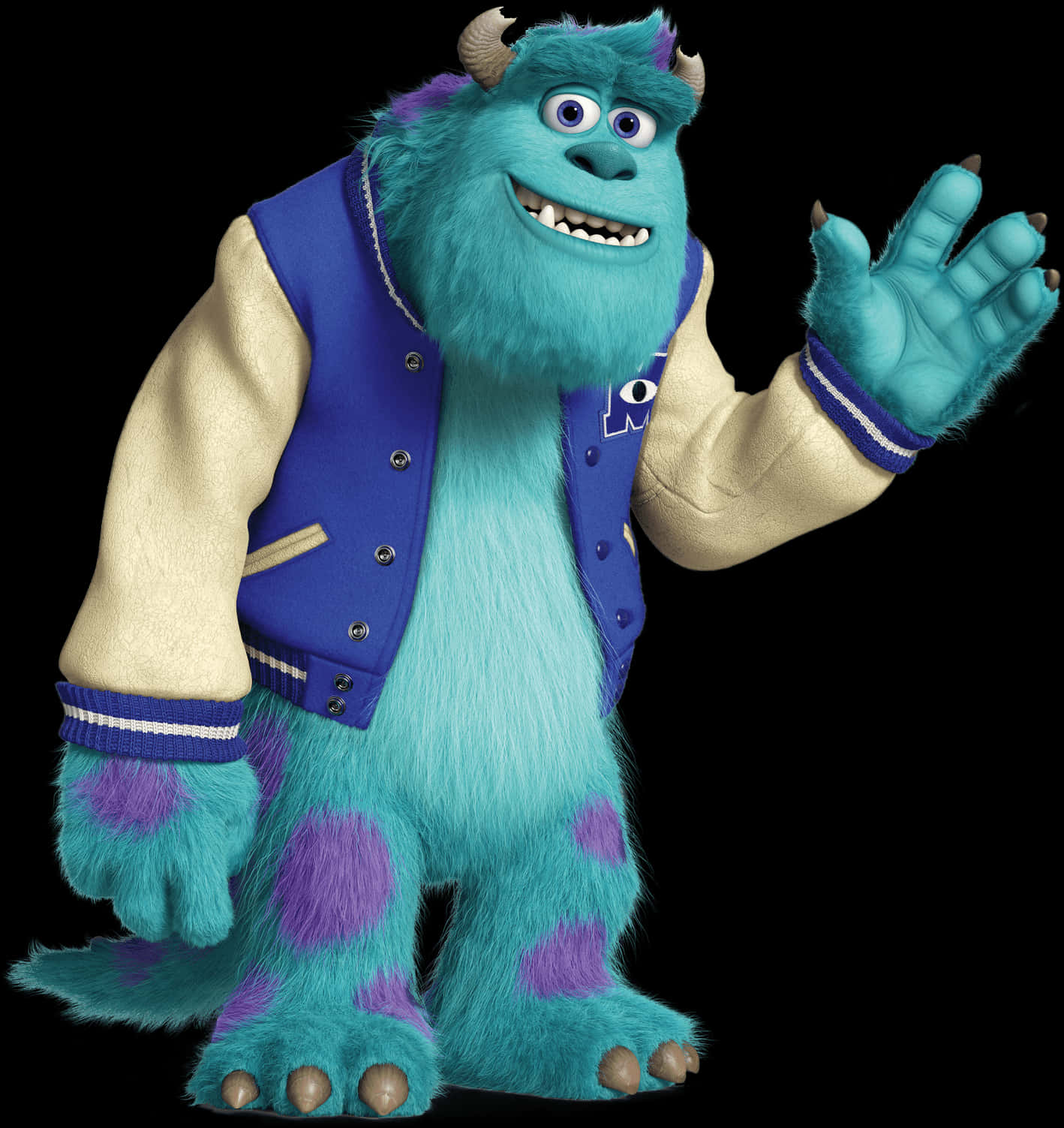 Friendly Blue Monster Greeting PNG Image