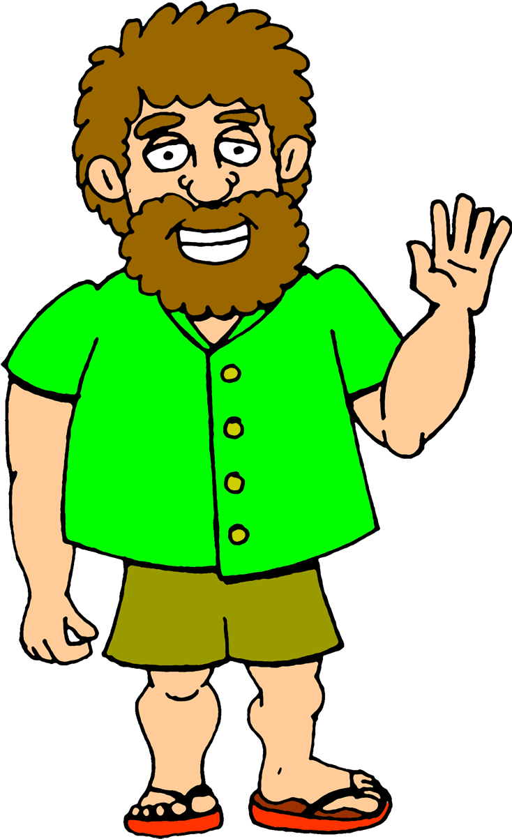 Friendly Cartoon Man Waving PNG Image