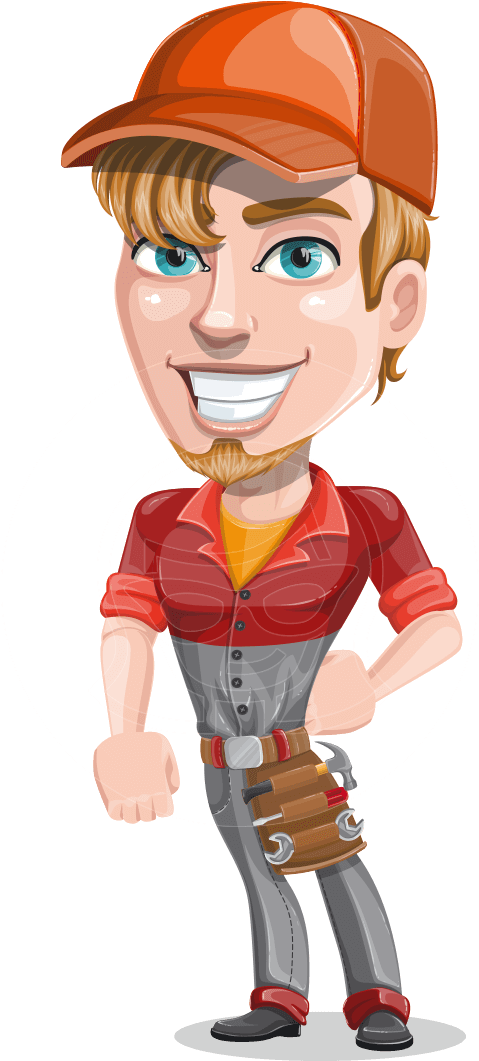 Friendly Cartoon Mechanic Character PNG Image