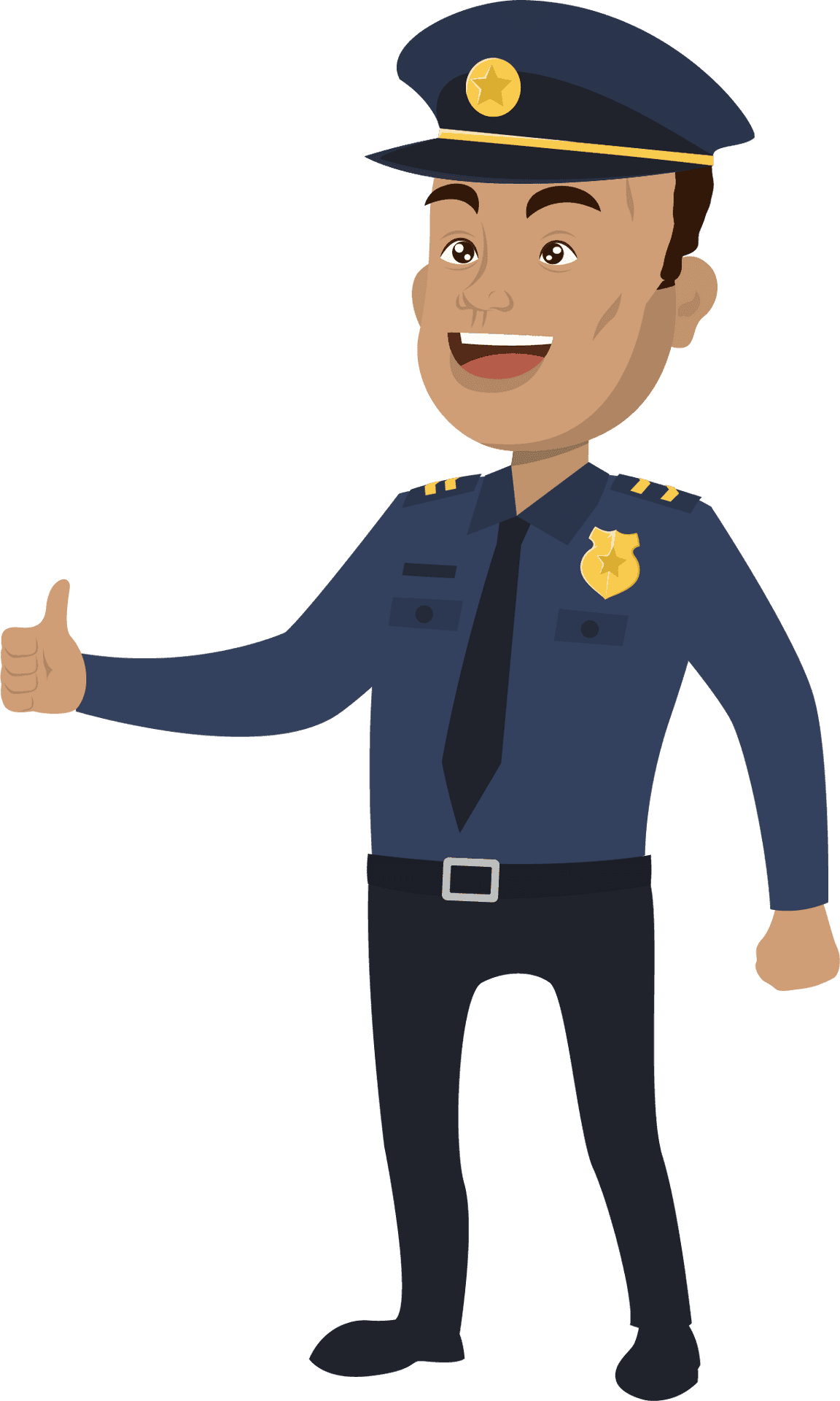 Friendly Cartoon Policeman Giving Thumbs Up PNG Image